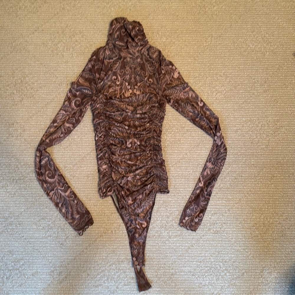 Under It All Printed Bodysuit In Rust Combo Xs - image 2